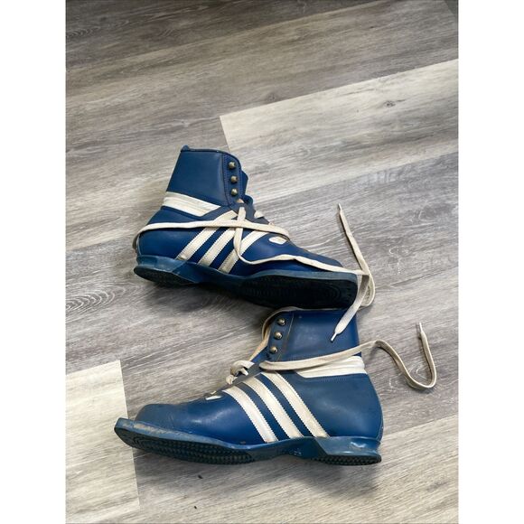 Vintage Adidas St. Moritz Ski Boot Blue White Trefoil Logo 1970s 1980s Rare SZ 9 - Picture 3 of 16
